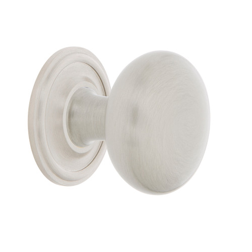 Nostalgic Warehouse - New York Brass 1 3/8" Cabinet Knob with Classic Rose in Satin Nickel - CKB-NYKCLA - 769553