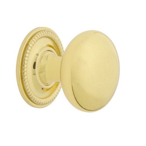 Nostalgic Warehouse - New York Brass 1 3/8" Cabinet Knob with Rope Rose in Unlacquered Brass - CKB-NYKROP - 769564