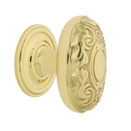 Nostalgic Warehouse - Victorian Brass 1 3/4" Cabinet Knob with Classic Rose in Polished Brass - CKB-VICCLA - 769574