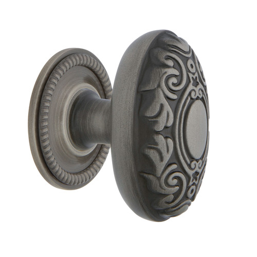 Nostalgic Warehouse - Victorian Brass 1 3/4" Cabinet Knob with Rope Rose in Antique Pewter - CKB-VICROP - 769580