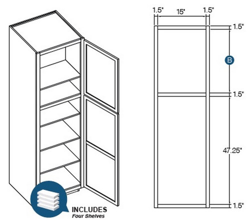 KCD Shaker White w/ Recessed Drawer 5PC Pantry - SW-P1884-5PC