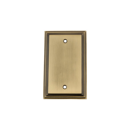 Nostalgic Warehouse - Deco Switch Plate with Blank Cover in Antique Brass - DECSWPLTB - 719745