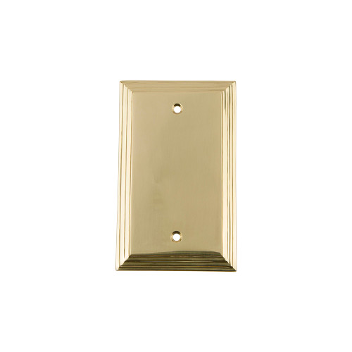 Nostalgic Warehouse - Deco Switch Plate with Blank Cover in Unlacquered Brass - DECSWPLTB - 720105