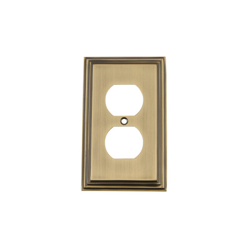 Nostalgic Warehouse - Deco Switch Plate with Outlet in Antique Brass - DECSWPLTD - 719740