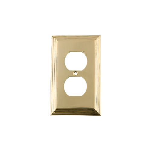 Nostalgic Warehouse - Deco Switch Plate with Outlet in Polished Brass - DECSWPLTD - 719956
