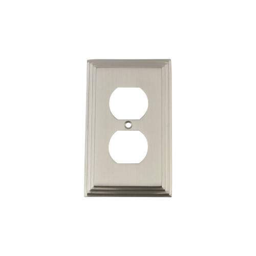 Nostalgic Warehouse - Deco Switch Plate with Outlet in Satin Nickel - DECSWPLTD - 720028