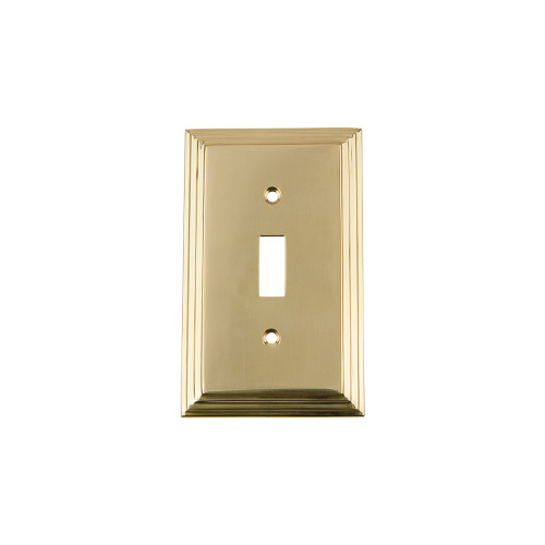 Nostalgic Warehouse - Deco Switch Plate with Single Toggle in Polished Brass - DECSWPLTT1 - 719950