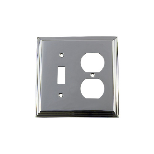 Nostalgic Warehouse - Deco Switch Plate with Toggle and Outlet in Bright Chrome - DECSWPLTTD - 719887