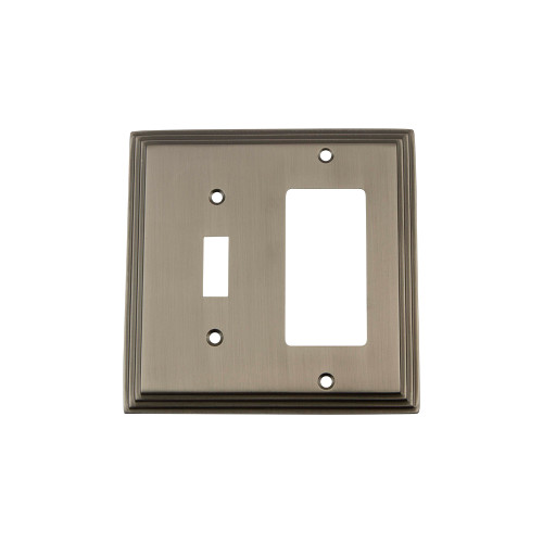 Nostalgic Warehouse - Deco Switch Plate with Toggle and Rocker in Antique Pewter - DECSWPLTTR - 719814