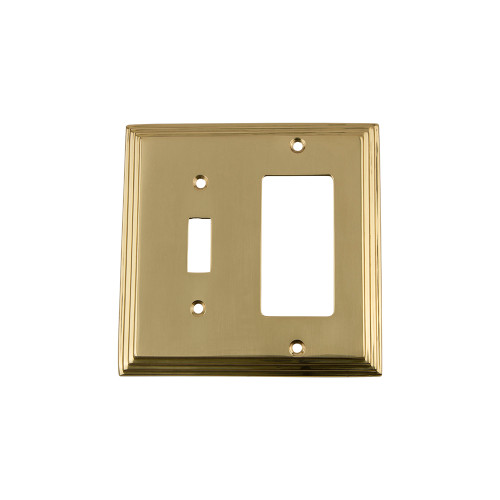 Nostalgic Warehouse - Deco Switch Plate with Toggle and Rocker in Polished Brass - DECSWPLTTR - 719958