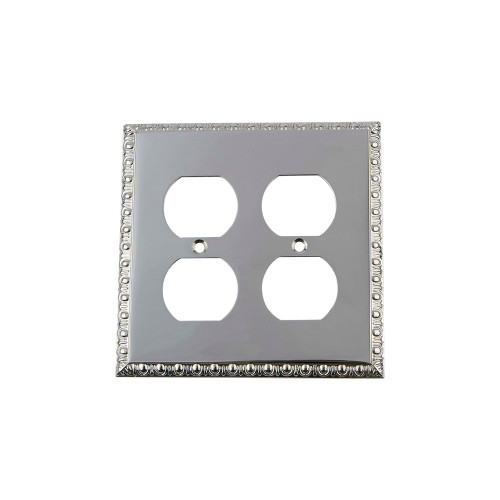 Nostalgic Warehouse - Egg & Dart Switch Plate with Double Outlet in Bright Chrome - EADSWPLTD2 - 719909