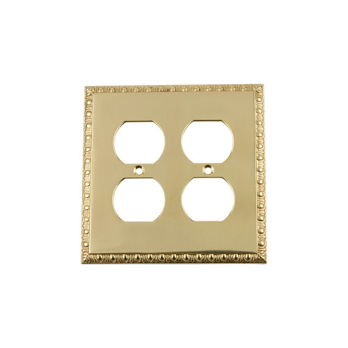 Nostalgic Warehouse - Egg & Dart Switch Plate with Double Outlet in Polished Brass - EADSWPLTD2 - 719981