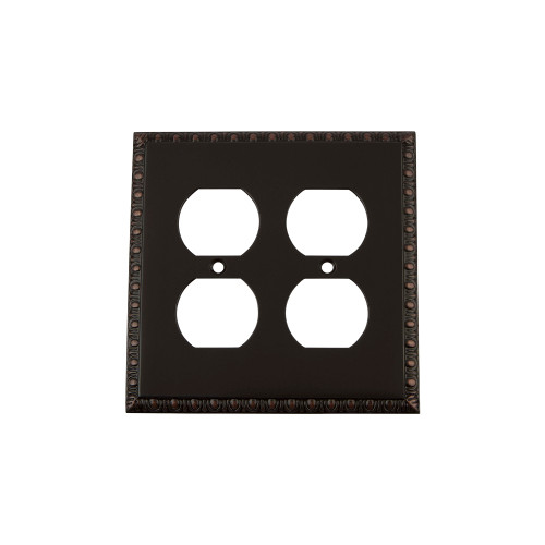 Nostalgic Warehouse - Egg & Dart Switch Plate with Double Outlet in Timeless Bronze - EADSWPLTD2 - 719693
