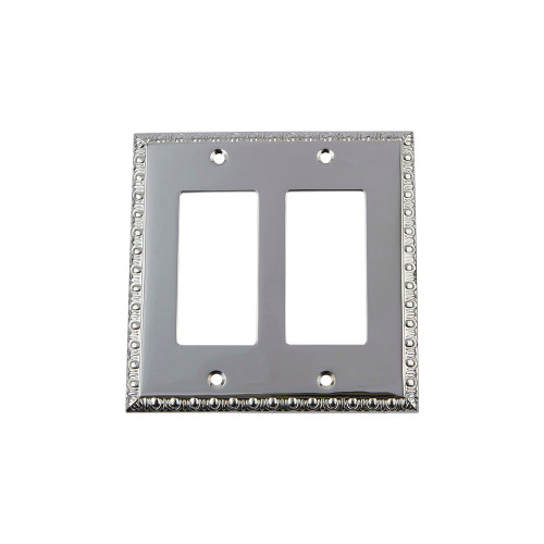 Nostalgic Warehouse - Egg & Dart Switch Plate with Double Rocker in Bright Chrome - EADSWPLTR2 - 719906