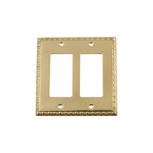 Nostalgic Warehouse - Egg & Dart Switch Plate with Double Rocker in Polished Brass - EADSWPLTR2 - 719978