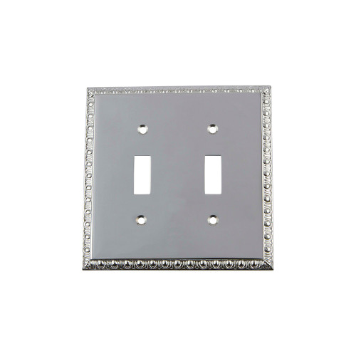 Nostalgic Warehouse - Egg & Dart Switch Plate with Double Toggle in Bright Chrome - EADSWPLTT2 - 719903