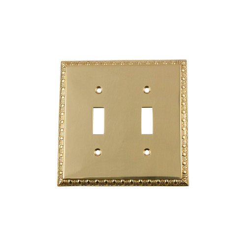 Nostalgic Warehouse - Egg & Dart Switch Plate with Double Toggle in Polished Brass - EADSWPLTT2 - 719975