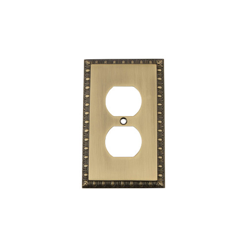 Nostalgic Warehouse - Egg & Dart Switch Plate with Outlet in Antique Brass - EADSWPLTD - 719764