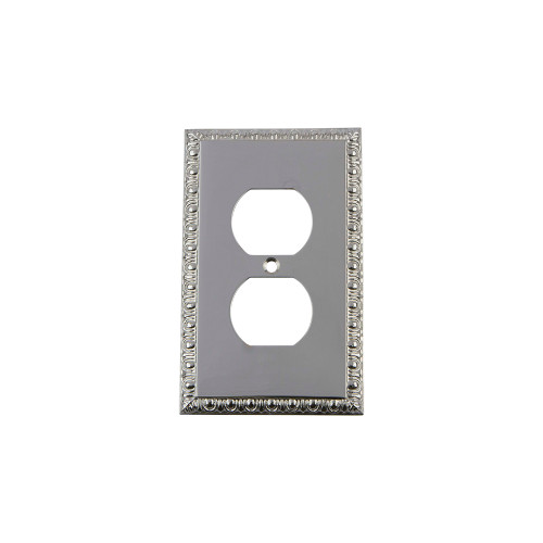 Nostalgic Warehouse - Egg & Dart Switch Plate with Outlet in Bright Chrome - EADSWPLTD - 719908