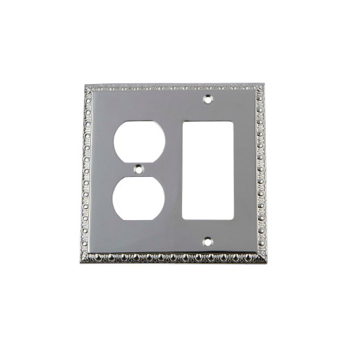 Nostalgic Warehouse - Egg & Dart Switch Plate with Rocker and Outlet in Bright Chrome - EADSWPLTRD - 719912