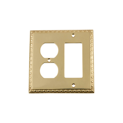 Nostalgic Warehouse - Egg & Dart Switch Plate with Rocker and Outlet in Polished Brass - EADSWPLTRD - 719984