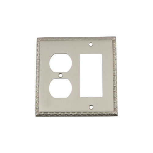 Nostalgic Warehouse - Egg & Dart Switch Plate with Rocker and Outlet in Satin Nickel - EADSWPLTRD - 720056