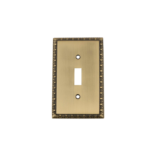 Nostalgic Warehouse - Egg & Dart Switch Plate with Single Toggle in Antique Brass - EADSWPLTT1 - 719758