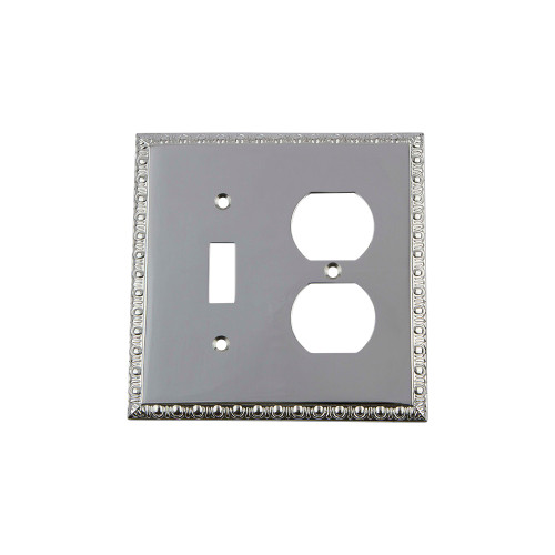 Nostalgic Warehouse - Egg & Dart Switch Plate with Toggle and Outlet in Bright Chrome - EADSWPLTTD - 719911