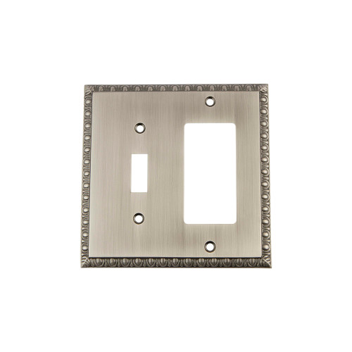 Nostalgic Warehouse - Egg & Dart Switch Plate with Toggle and Rocker in Antique Pewter - EADSWPLTTR - 719838