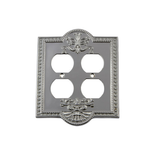 Nostalgic Warehouse - Meadows Switch Plate with Double Outlet in Bright Chrome - MEASWPLTD2 - 719861