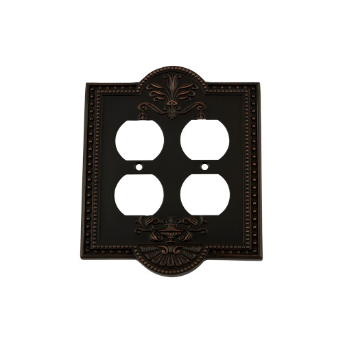 Nostalgic Warehouse - Meadows Switch Plate with Double Outlet in Timeless Bronze - MEASWPLTD2 - 719645