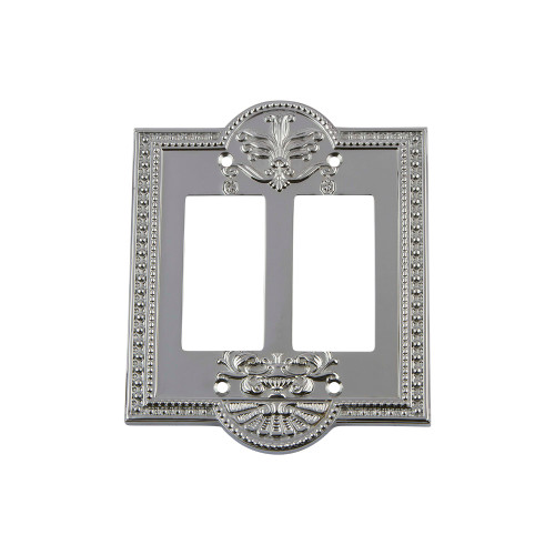 Nostalgic Warehouse - Meadows Switch Plate with Double Rocker in Bright Chrome - MEASWPLTR2 - 719858