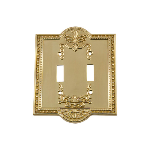 Nostalgic Warehouse - Meadows Switch Plate with Double Toggle in Polished Brass - MEASWPLTT2 - 719927
