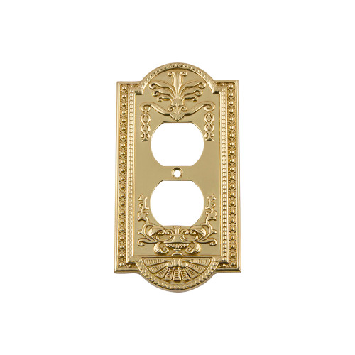 Nostalgic Warehouse - Meadows Switch Plate with Outlet in Polished Brass - MEASWPLTD - 719932