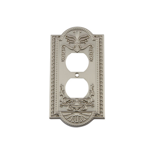 Nostalgic Warehouse - Meadows Switch Plate with Outlet in Satin Nickel - MEASWPLTD - 720004