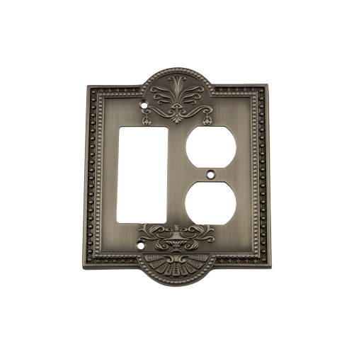 Nostalgic Warehouse - Meadows Switch Plate with Rocker and Outlet in Antique Pewter - MEASWPLTRD - 719792
