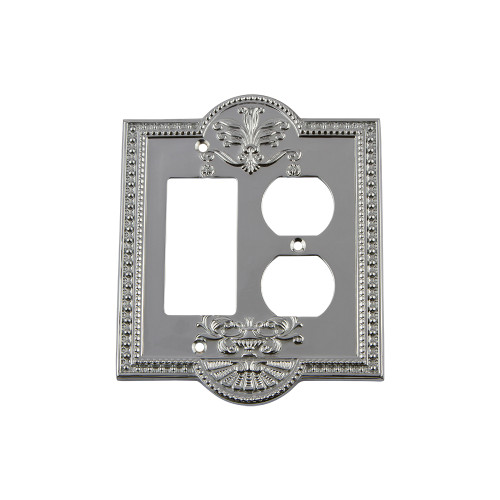 Nostalgic Warehouse - Meadows Switch Plate with Rocker and Outlet in Bright Chrome - MEASWPLTRD - 719864