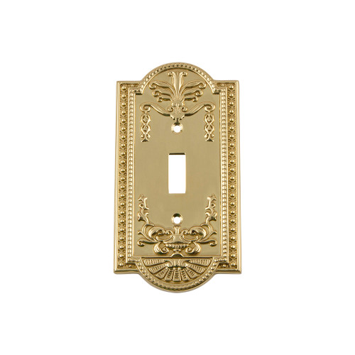 Nostalgic Warehouse - Meadows Switch Plate with Single Toggle in Unlacquered Brass - MEASWPLTT1 - 720070