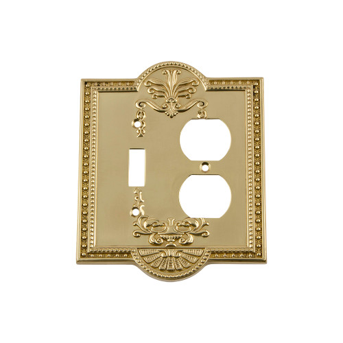 Nostalgic Warehouse - Meadows Switch Plate with Toggle and Outlet in Polished Brass - MEASWPLTTD - 719935