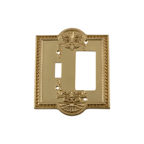 Nostalgic Warehouse - Meadows Switch Plate with Toggle and Rocker in Unlacquered Brass - MEASWPLTTR - 720078