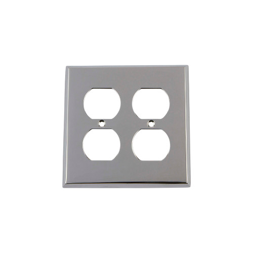Nostalgic Warehouse - New York Switch Plate with Double Outlet in Bright Chrome - NYKSWPLTD2 - 719849