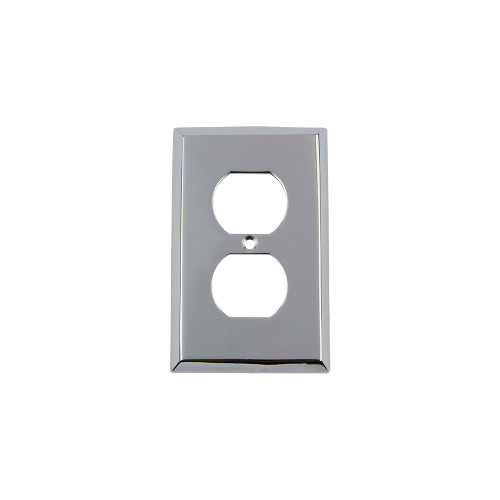 Nostalgic Warehouse - New York Switch Plate with Outlet in Bright Chrome - NYKSWPLTD - 719848