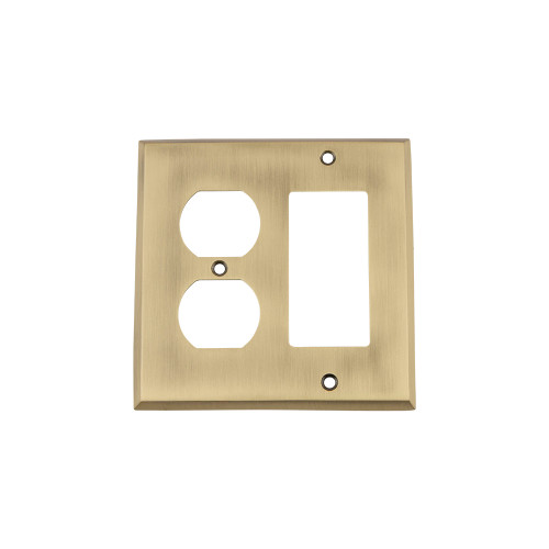 Nostalgic Warehouse - New York Switch Plate with Rocker and Outlet in Antique Brass - NYKSWPLTRD - 719708