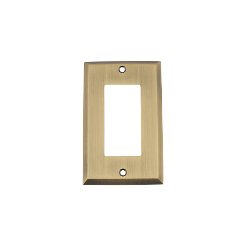 Nostalgic Warehouse - New York Switch Plate with Single Rocker in Antique Brass - NYKSWPLTR1 - 719701