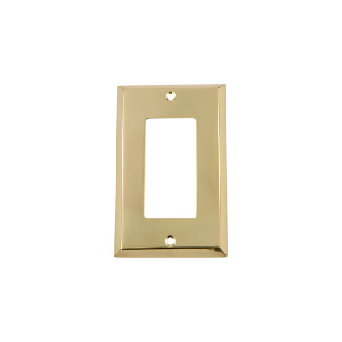 Nostalgic Warehouse - New York Switch Plate with Single Rocker in Unlacquered Brass - NYKSWPLTR1 - 720061
