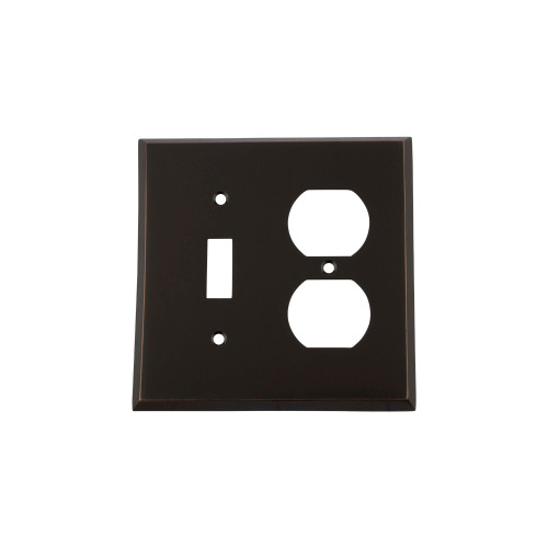 Nostalgic Warehouse - New York Switch Plate with Toggle and Outlet in Timeless Bronze - NYKSWPLTTD - 719635