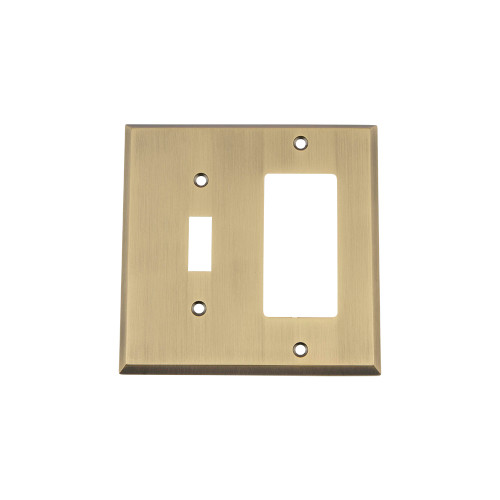 Nostalgic Warehouse - New York Switch Plate with Toggle and Rocker in Antique Brass - NYKSWPLTTR - 719706