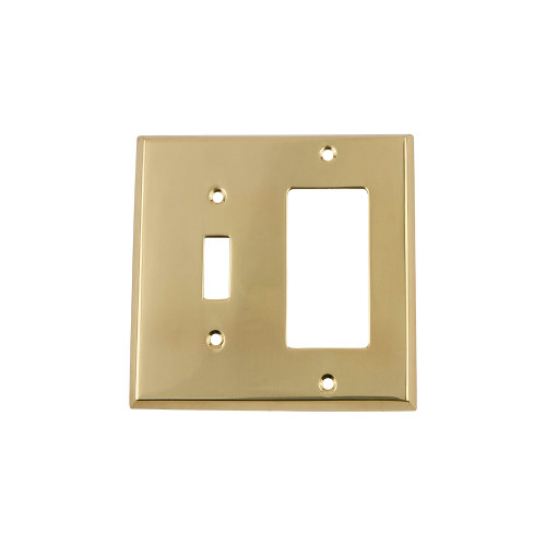 Nostalgic Warehouse - New York Switch Plate with Toggle and Rocker in Unlacquered Brass - NYKSWPLTTR - 720066