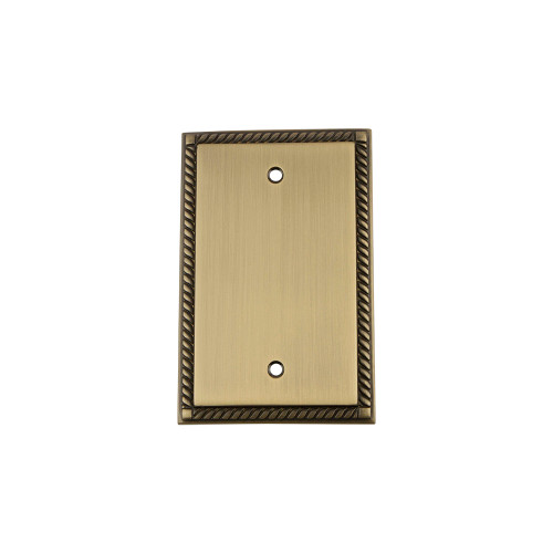 Nostalgic Warehouse - Rope Switch Plate with Blank Cover in Antique Brass - ROPSWPLTB - 719757