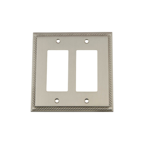 Nostalgic Warehouse - Rope Switch Plate with Double Rocker in Satin Nickel - ROPSWPLTR2 - 720038